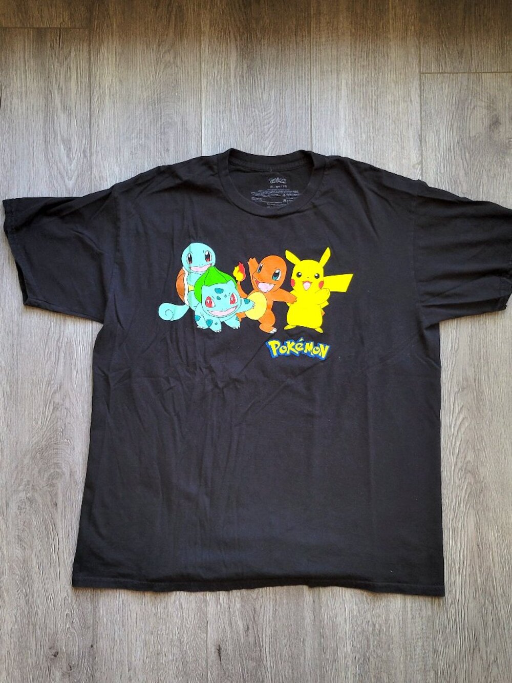 Pokemon original starters black t-shirt, size XL